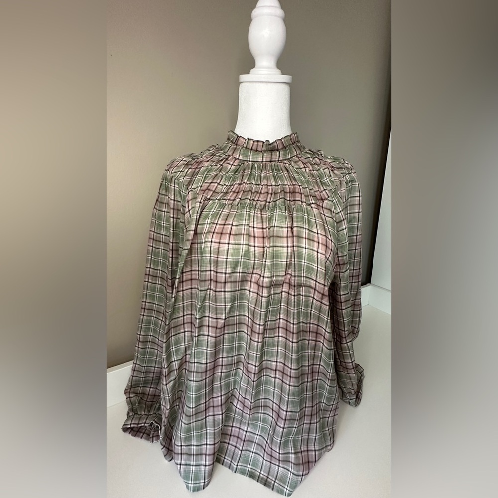 Loft High Neck Plaid Women’s Blouse